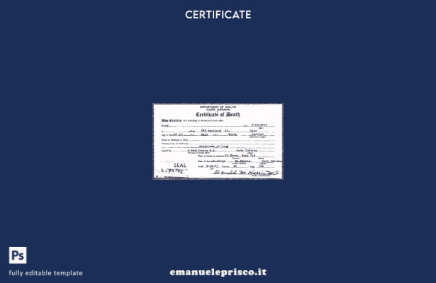 modello di certificato di morte del Dipartimento della sanità dell'Indiana in st